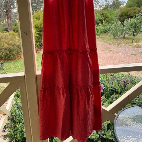 Sussan Sz 18 Colour Terracotta /Rust Relaxed 100% Linen Dress - Picture 8 of 11